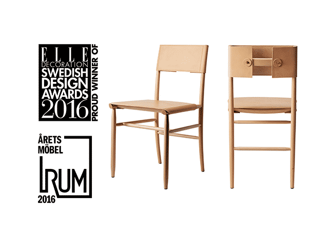 David Eriksson and chair Madonna winner of Elle Decoration and Årets Rum 2016 for the year's furniture