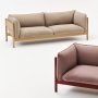 Arbour 2 Seater Linen Grid dark beige oiled waxed oak_Arbour 2 Seater Re-wool 648 wine red wb lacquer beech
