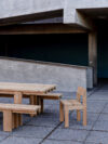 Weather-resistant Osa outdoor furniture designed by Henrik Tjaerby for Vaarnii, crafted from durable pine.