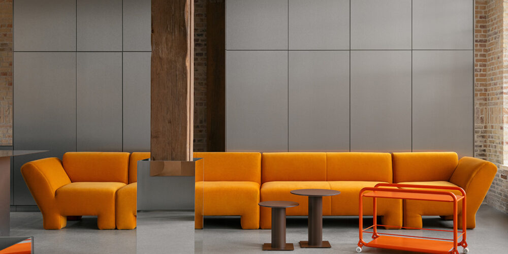Geofanti statement seating solution by Anya Sebton for Lammhults featuring geometric forms and bold contemporary design