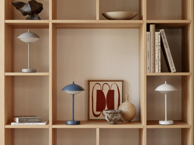 CLAM portable lamp by Ahm & Lund for Fritz Hansen featuring rechargeable battery and distinctive shell-inspired design