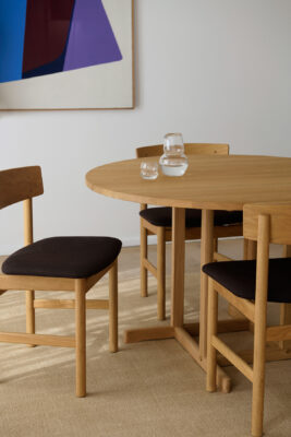 Fredericia BM80 Mogensen Shaker Table in solid oak showcasing minimalist Danish design with offset base
