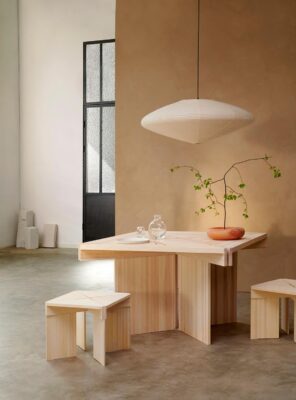 Complete Norrköping furniture series displaying minimalist Scandinavian design philosophy in studio setting