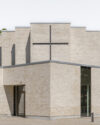Henning Larsen Højvangen Church exterior squared pavilion design Skanderborg Denmark December 2024 opening