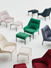 Jonas Forsman O2 Lounge Chair for HAY featuring minimal steel frame with innovative shrinkfit textile upholstery