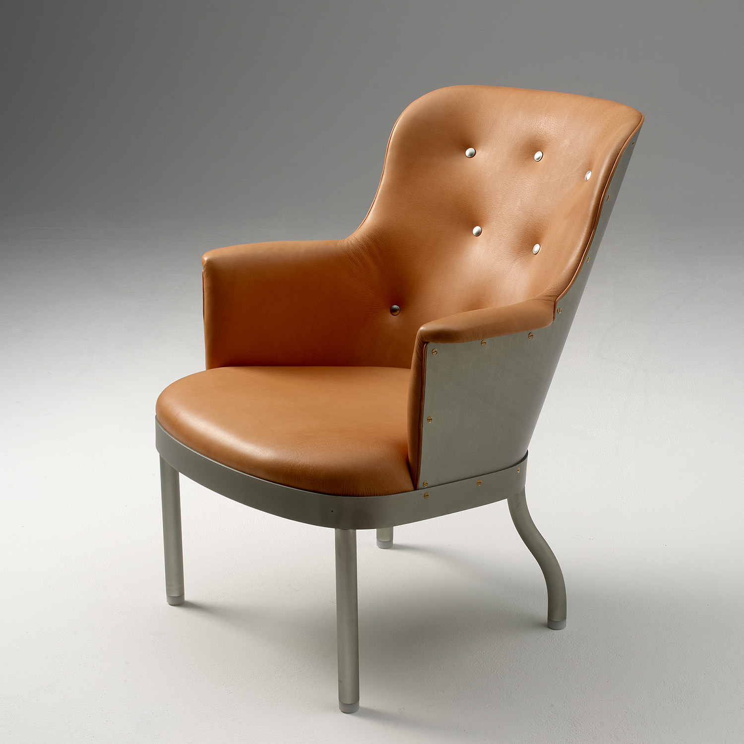 Elektra easy chair side profile Mats Theselius Källemo aluminium leather Swedish lounge furniture