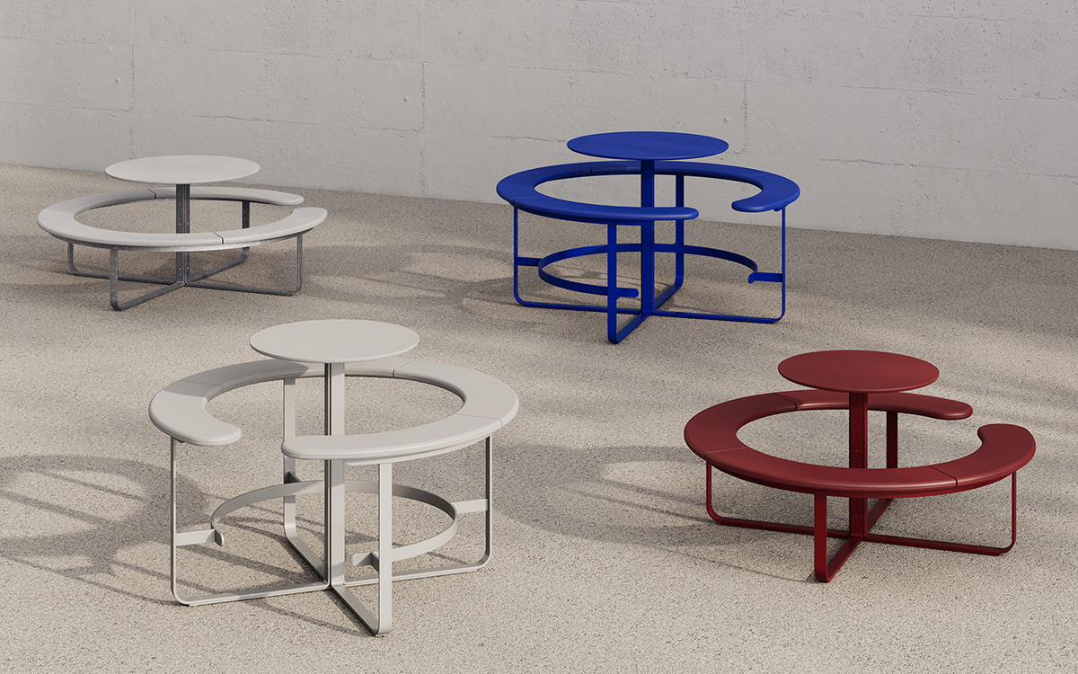 Multiple Picnic Outdoor units arranged in contemporary outdoor setting demonstrating versatile communal seating