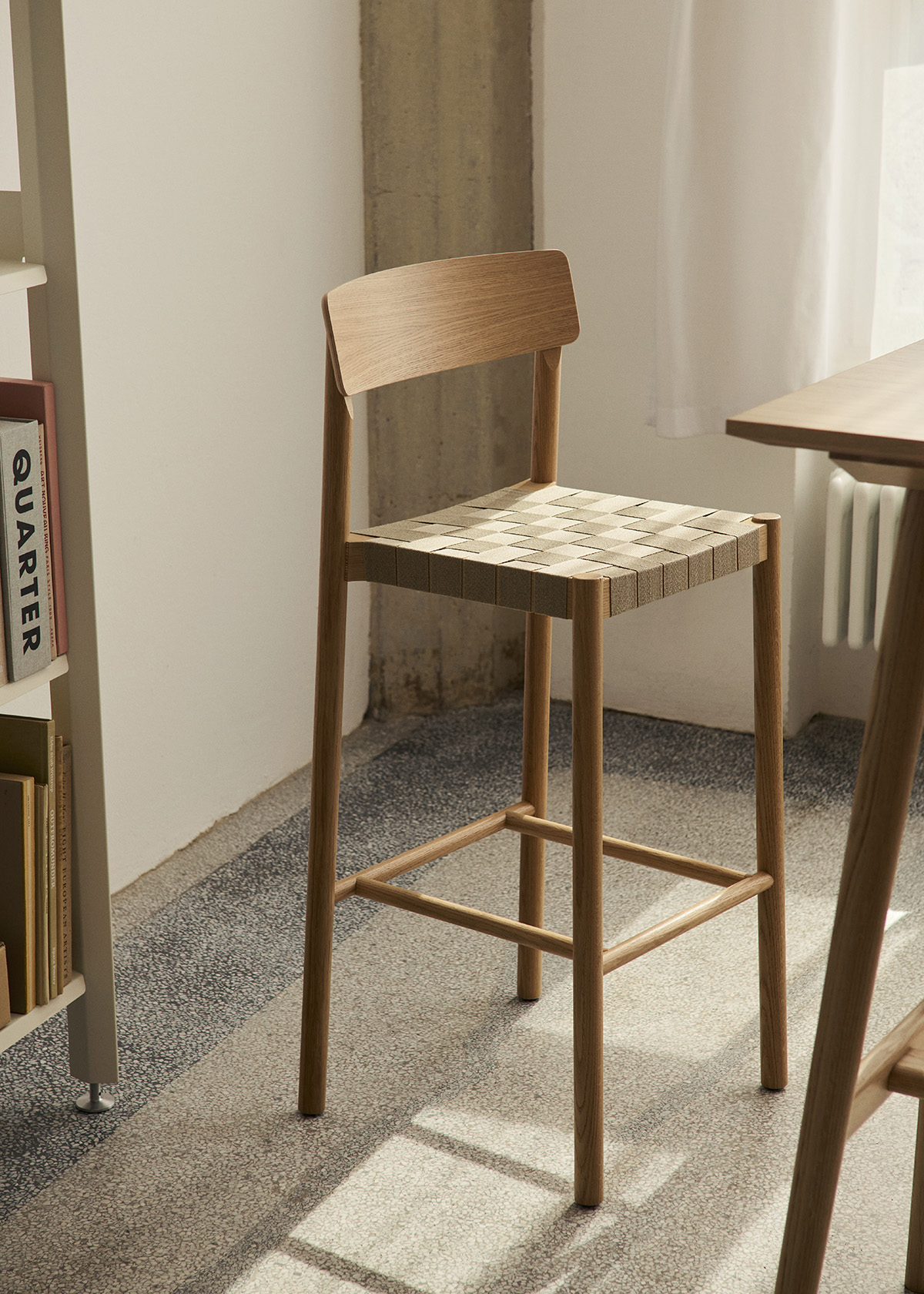Betty bar and counter chairs by Jakob Thau Sami Kallio showcasing oak wood finishes and upholstered seats