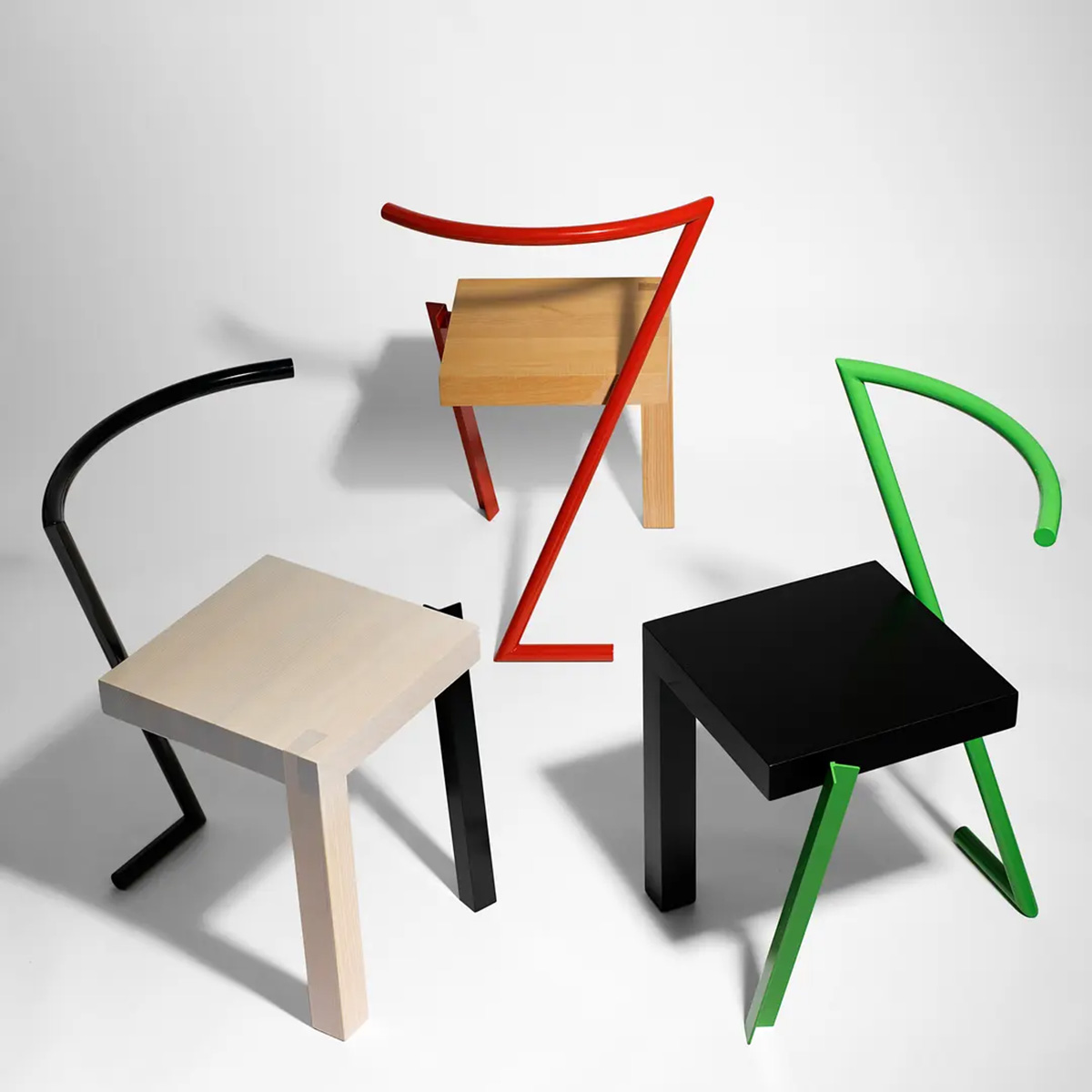 Tango chair by Sigurdur Gústafsson Källemo steel base ash seat limited edition colorful design collection