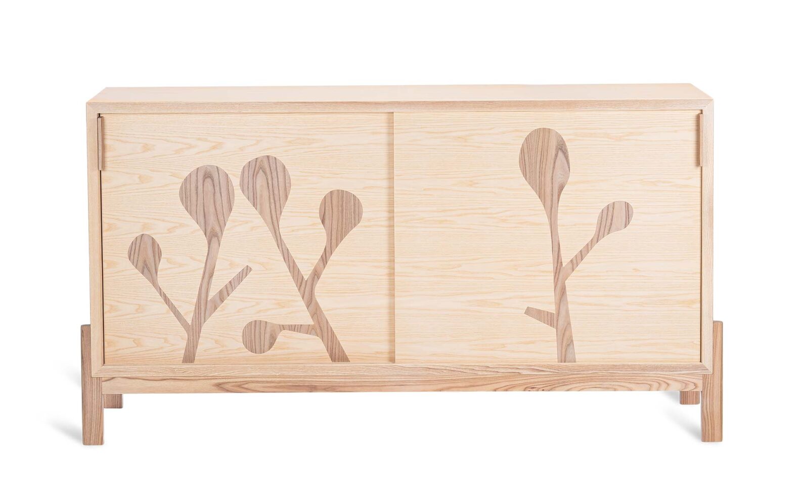 TISTI Cabinet by Thomas Sandell featuring intricate ash and elm intarsia woodworking patterns