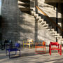 VERPAN Series 270 F collection showing multiple color variants: blue, red, orange, black, honey-stained finishes